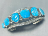 Large Wrist Vintage Native American Navajo Turquoise Sterling Silver Bracelet-Nativo Arts