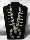 Rare Vintage Native American Navajo Royston Turquoise Sterling Silver Squash Blossom Necklace-Nativo Arts