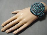Spectacular Vintage Native American Zuni Blue Gem Turquoise Sterling Silver Bracelet Old-Nativo Arts