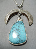 Superb Vintage Native American Navajo Blue Diamond Turquoise Sterling Silver Necklace-Nativo Arts