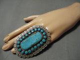 One Of The Largest Craziest Native American Navajo Turquoise Sterling Silver Ring-Nativo Arts