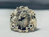 Unique Native American Navajo Sterling Silver Horse Ring-Nativo Arts