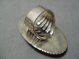 Remarkable Native American L Kay Sterling Silver Concho Ring Old-Nativo Arts