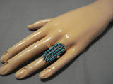 Marvelous Vintage Zuni Native American Turquoise Snake Eyes Sterling Silver Ring-Nativo Arts