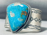 Dramatic 104 Gram Native American Navajo Blue Turquoise Sterling Silver Bracelet-Nativo Arts