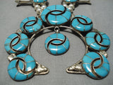 Intricate Vintage Native American Navajo Turquoise Sterling Silver Squash Blossom Necklace-Nativo Arts