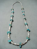 Awesome Vintage Native American Navajo Old Kingman Turquoise Sterling Silver Necklace Old-Nativo Arts