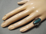 Quality Vintage Native American Navajo Blue Diamond Turquoise Sterling Silver Ring Old-Nativo Arts