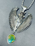 One Of Most Detailed Vintage Native American Navajo Kachina Turquoise Sterling Silver Necklace-Nativo Arts