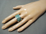 Unique Vintage Native American Navajo Turquoise Chip Inlay Sterling Silver Ring-Nativo Arts