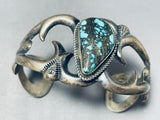 Important Vintage Native American Navajo Wide Web Lander Blue Turquoise Sterling Silver Bracelet-Nativo Arts