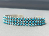 Steve Haloo Triple Row Turquoise Eye Vintage Native American Zuni Sterling Silver Bracelet-Nativo Arts
