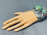 Huge Blackbear Vintage Native American Navajo Royston Turquoise Sterling Silver Bracelet-Nativo Arts