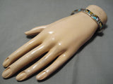 Magnificent Vintage Native American Navajo Raised Inlay Sterling Silver Turquoise Bracelet-Nativo Arts