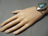 Important Vintage Native American Navajo Last Chance Turquoise Sterling Silver Bracelet Old-Nativo Arts
