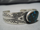 Breathtaking Vintage Native American Navajo Pilot Mountain Turquoise Sterling Silver Bracelet-Nativo Arts