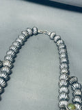 417 Gram Native American Navajo Sterling Silver Green Turquoise Squash Blossom Necklace-Nativo Arts