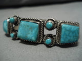 Incredible Vintage Native American Navajo Carico Lake Turquoise Sterling Silver Bracelet Old-Nativo Arts