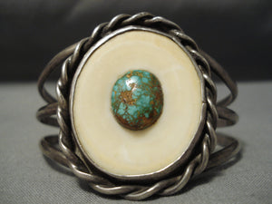 Striking Vintage Native American Navajo Domed Royston Turquoise Sterling Silver Bracelet Cuff-Nativo Arts
