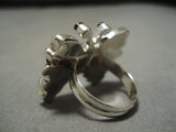Striking Vintage Zuni Native American Turquoise Sterling Silver Ring Old-Nativo Arts