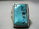 Huge Men's Vintage Native American Navajo Eagle Turquoise Sterling Silver Ring Old-Nativo Arts