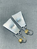 One Of The Most Detailed Vintage Native American Navajo Inlay Sterling Silver Earrings-Nativo Arts