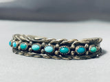 Signed Vintage Native American Navajo Snake Eyes Turquoise Sterling Silver Bracelet Old-Nativo Arts