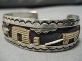 Stunning Vintage Native American Navajo 14k Gold Convex Sterling Silver Bracelet-Nativo Arts