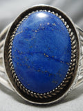 Huge Vintage Navajo Lapis Sterling Silver Native American Bracelet Old-Nativo Arts