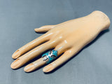 Amazing Vintage Native American Navajo Turquoise Sterling Silver Waterbird Ring-Nativo Arts