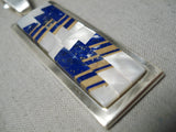 Important Thick Heavy Vintage Native American Navajo Tommy Jackson Lapis Sterling Silver Pendant-Nativo Arts