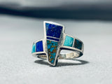 Important Ray Tracey Vintage Native American Navajo Turquoise Inlay Sterling Silver Ring-Nativo Arts
