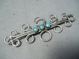 Exquisite Vintage Native American Navajo Native Turquoise American Sterling Silver Pin Old-Nativo Arts