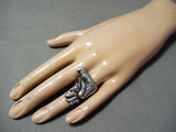 Extremely Rare One Of Most Detailed Vintage Native American Navajo Sterling Silver Ring-Nativo Arts