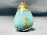 Big Teardrop Native American Turquoise Sterling Silver Ring-Nativo Arts