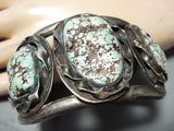 Authentic Best Vintage Native American Navajo Green Seafoam Turquoise Sterling Silver Bracelet-Nativo Arts