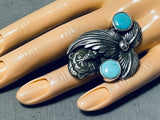 Awesome San Felipe Kingman Turquoise Sterling Silver Bear Ring-Nativo Arts
