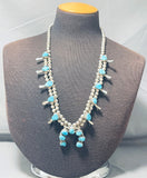 Marvelous Vintage Native American Navajo Morenci Turquoise Sterling Silver Squash Necklace-Nativo Arts