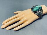 Vein Of Matrix Vintage Native American Navajo Green Turquoise Sterling Silver Bracelet-Nativo Arts