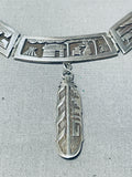 Yazzie Vintage Native American Navajo Sterling Silver Storyteller Necklace Signed-Nativo Arts