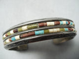 Thicker Heavy Vintage Native American Navajo Turquoise Heishi Sterling Silver Bracelet Old-Nativo Arts