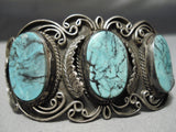 One Of The Best Vintage Native American Navajo Blue Diamond Turquoise Sterling Silver Bracelet-Nativo Arts