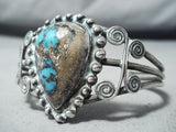 One Of The Best Vintage Native American Navajo Bisbee Turquoise Sterling Silver Bracelet-Nativo Arts