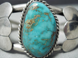 Awesome Vintage Native American Navajo Carico Lake Turquoise Sterling Silver Bracelet-Nativo Arts