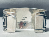 One Of The Best Modernistic Native American Navajo Turquoise Inlay Sterling Silver Bracelet-Nativo Arts
