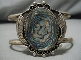 Rare Vintage Navajo Large Abalone Shell Sterling Silver Native American Bracelet-Nativo Arts