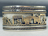 One Of The Most Detailed Native American Navajo Gold Sterling Silver Bracelet-Nativo Arts