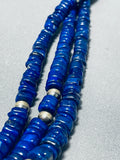One Of The Best Native American Navajo Lapis Sterling Silver Hand Tooled Necklace-Nativo Arts