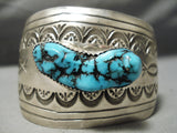 Huge Important Vintage Native American Navajo Last Chance Turquoise Sterling Silver Bracelet-Nativo Arts