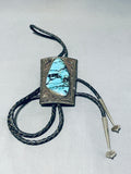 The Biggest Vintage Men's Native American Navajo Blue Diamond Turquoise Sterling Silver Bolo Tie-Nativo Arts
